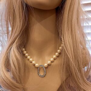Faux Pearl and Diamond Necklace
